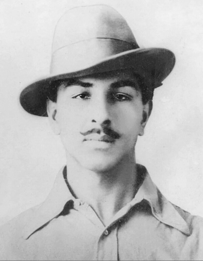 Bhagat Singh, 1929 (archival photo) Archival portrait of Bhagat Singh wearing a hat, 1929