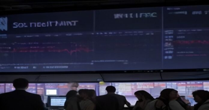 Traders watch falling stock market charts on Wall Street after the Federal Reserve raised interest rates