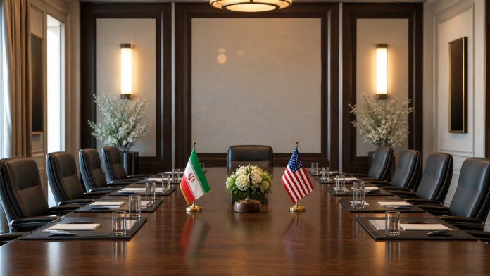 Diplomatic meeting room representing renewed Iran and United States ceasefire discussions