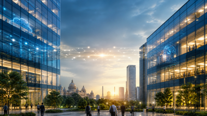 Corporate technology offices symbolising the proposed ITC Infotech and Happiest Minds merger