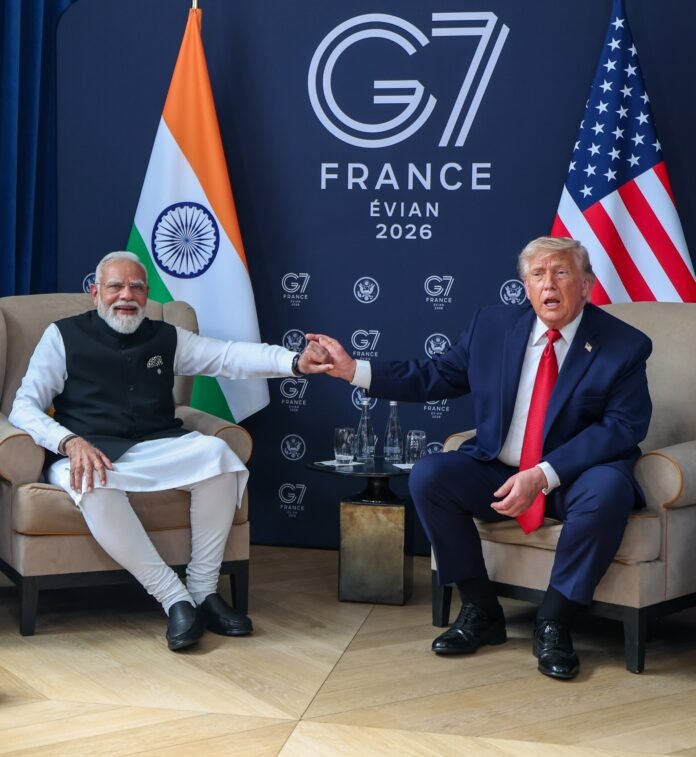 PM Narendra Modi meets US President Donald Trump on the sidelines of the G7 Summit in Evian