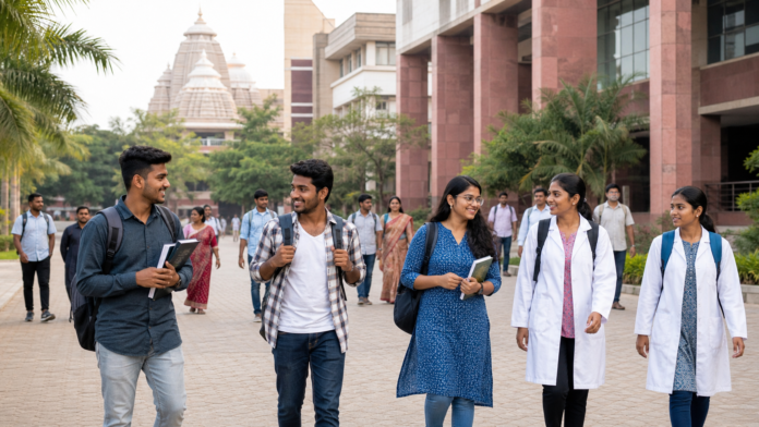 SC and ST students entering a government medical and engineering college campus in Odisha