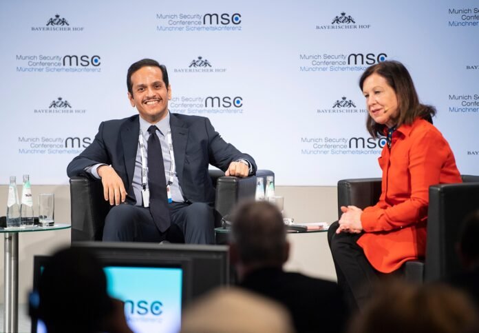 Qatari Prime Minister Sheikh Mohammed bin Abdulrahman Al Thani speaking at the Munich Security Conference (file photo)