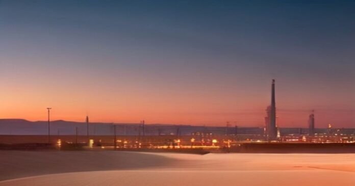 Saudi Arabia's East-West crude oil pipeline infrastructure in the desert, shut after drone attacks