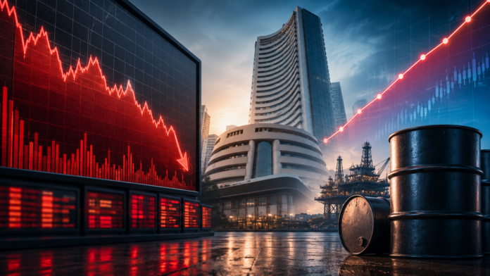 Share Market Today 7 September 2026 Sensex Nifty oil and Fed pressure editorial illustration