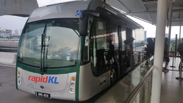 BRT Sunway electric bus at USJ 7 station in Malaysia