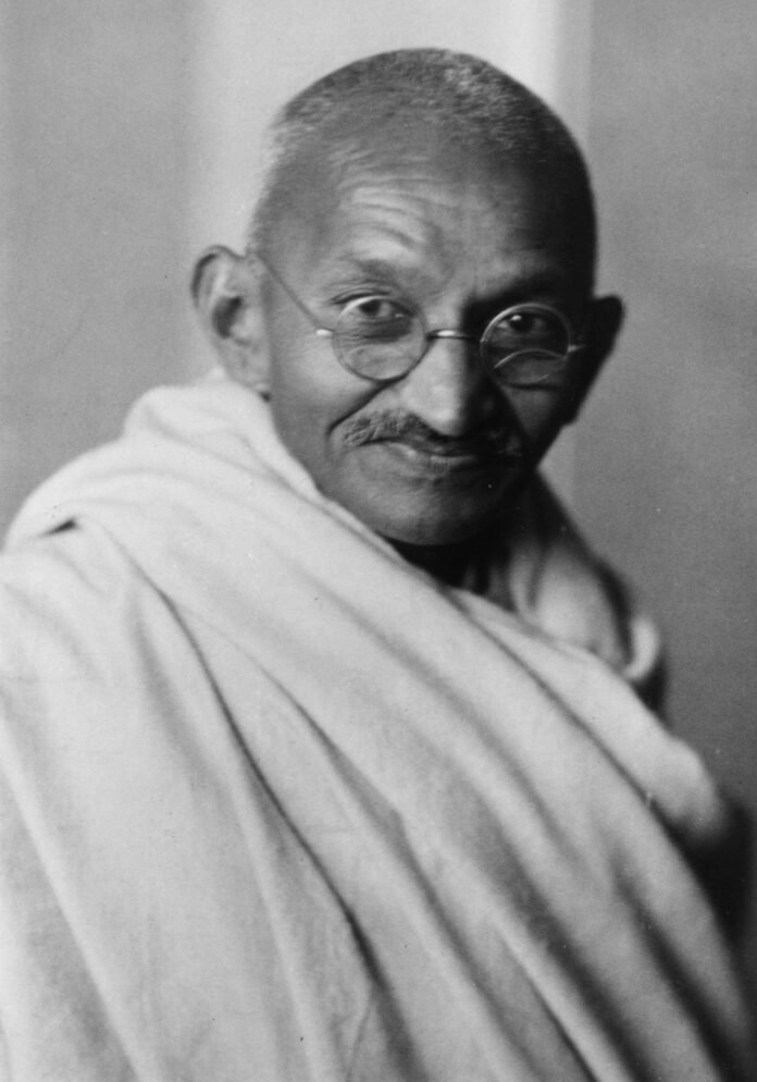Historical studio portrait of Mahatma Gandhi in London in 1931