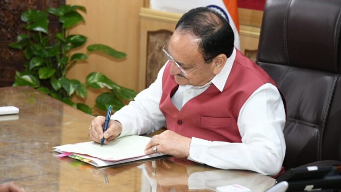 J P Nadda assuming office in New Delhi in June 2024