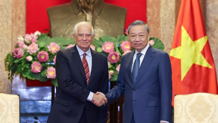 Vietnamese leader To Lam meeting Josep Borrell in Hanoi in July 2024