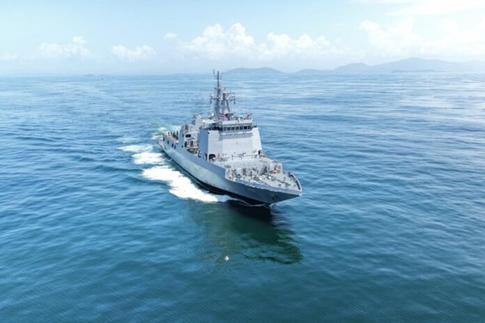 INS Samarthak — official October 13 file photograph Samarthak sailing at sea in an official pre-commissioning file photograph