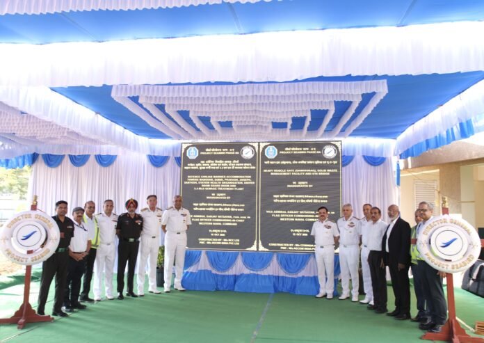 Project Seabird Karwar — PIB file photograph File photograph of officers beside Project Seabird inauguration plaques at Karwar