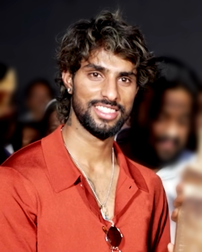 Tilak Varma photographed during a visit to the sets of Peddi in March 2026