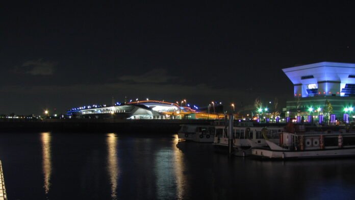 Port of Yokohama in Japan at night