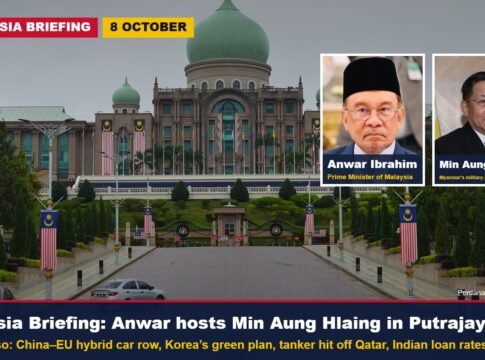 Asia Briefing, October 8: Anwar Hosts Min Aung Hlaing in Putrajaya; China Rejects EU Hybrid Curbs; Korea’s Green Plan; Tanker Hit Off Qatar