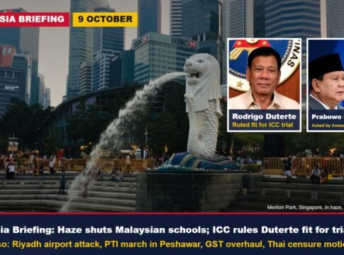 Asia Briefing, October 9: Haze Shuts Malaysian Schools; ICC Rules Duterte Fit for Trial; Saudia Jet Damaged in Riyadh Attack