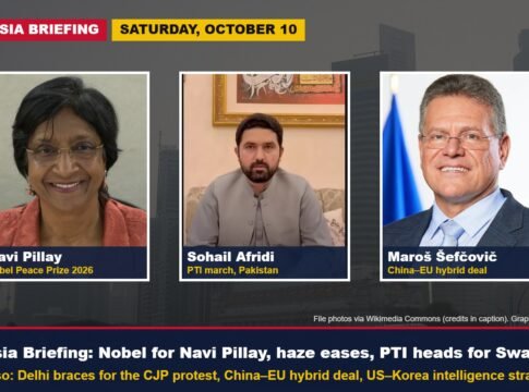Asia Briefing, October 10: Nobel for Navi Pillay, haze eases slightly, PTI heads for Swabi, Delhi braces for CJP protest