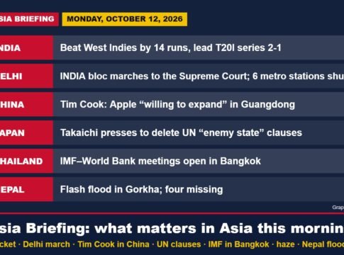 Asia Briefing, October 12: India Lead West Indies 2-1, INDIA Bloc Marches to the Supreme Court, Tim Cook Back in China