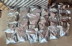 Silver-foil packets displayed in DRI’s Nagapattinam seizure announcement