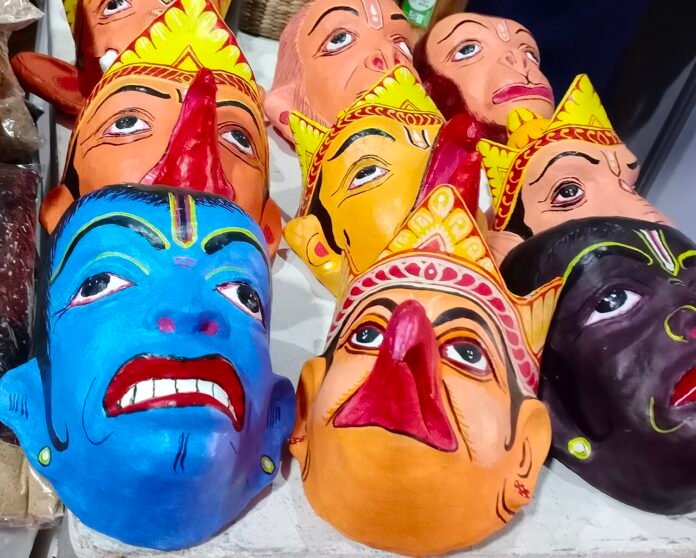 Majuli craft masks displayed at SARAS Mela in Guwahati in January 2021, a file photograph