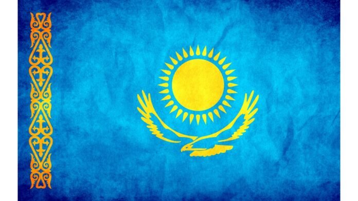 the national flag of Kazakhstan National flag of Kazakhstan — illustration for the monetary-policy report