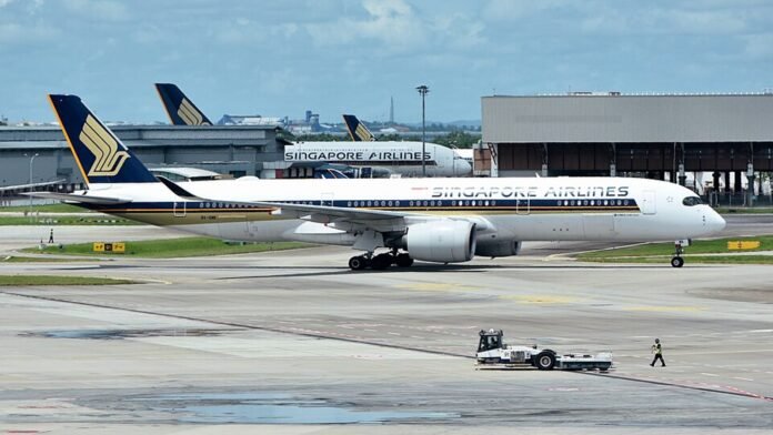 Singapore Airlines Airbus A350-900 at Changi Airport in February 2025
