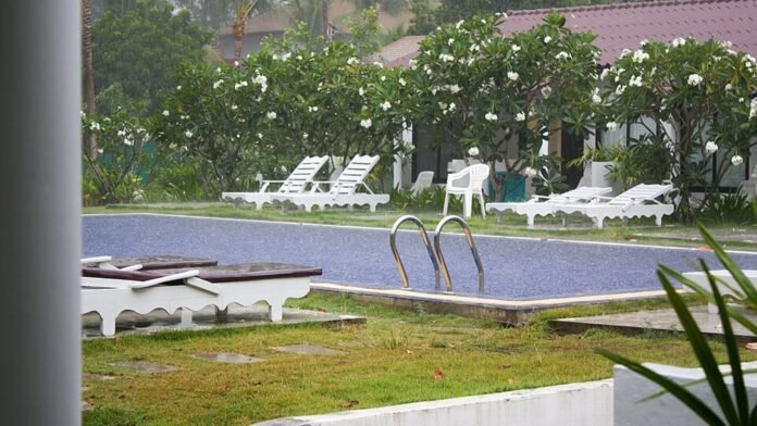 Rain falling at Nai Yang Beach Resort in Phuket