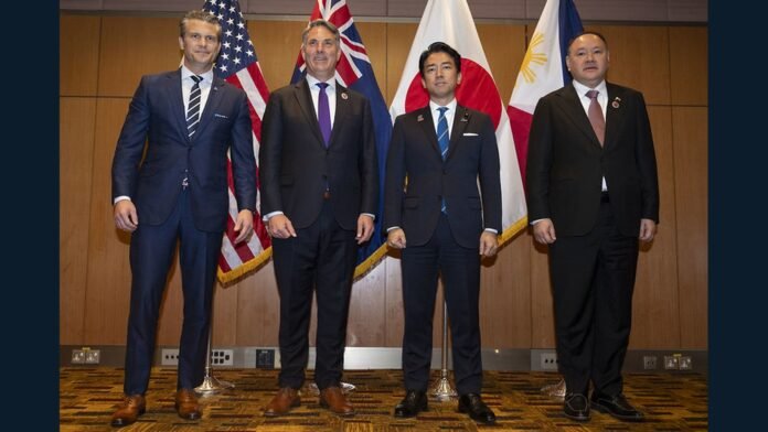 Defence leaders Koizumi, Hegseth, Marles and Teodoro at their November 2025 meeting