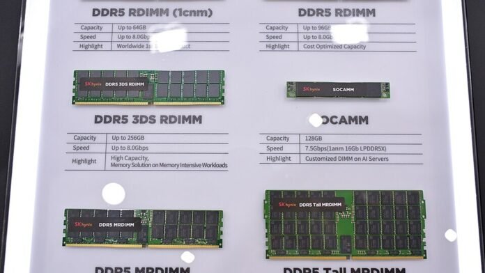 SK hynix DDR5 memory modules displayed at Computex 2025